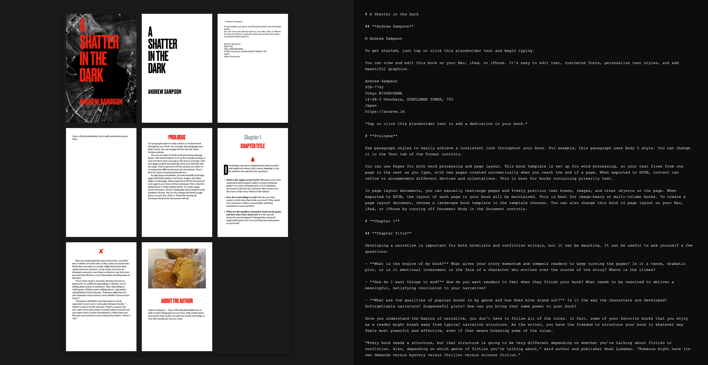 a Pages document converted to markdown