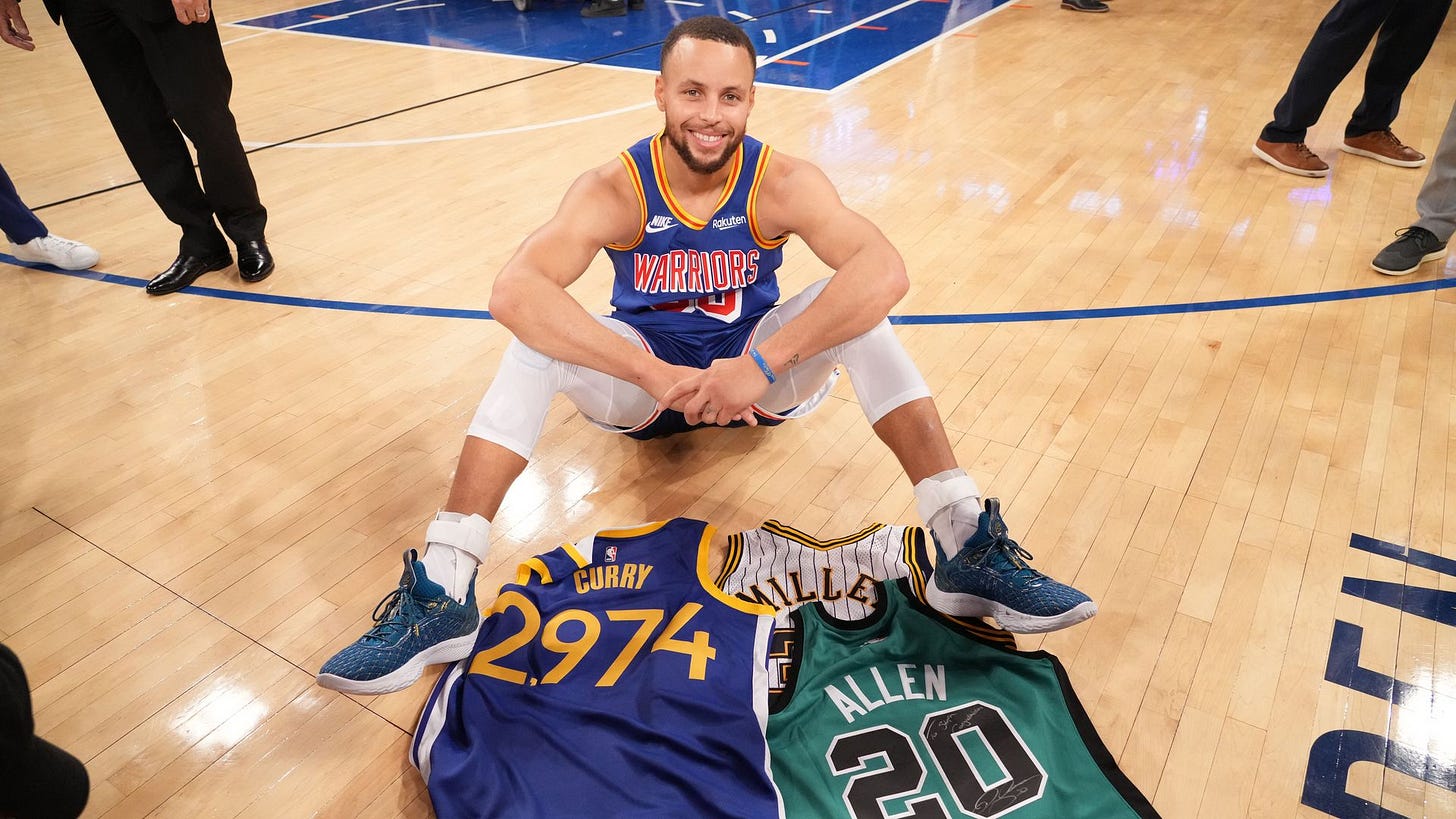 Stephen Curry becomes all-time NBA 3-point shooter
