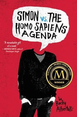 Book jackets for Simon vs. the Homo Sapiens Agenda and Aristotle and Dante Discover the Secrets of the Universe.