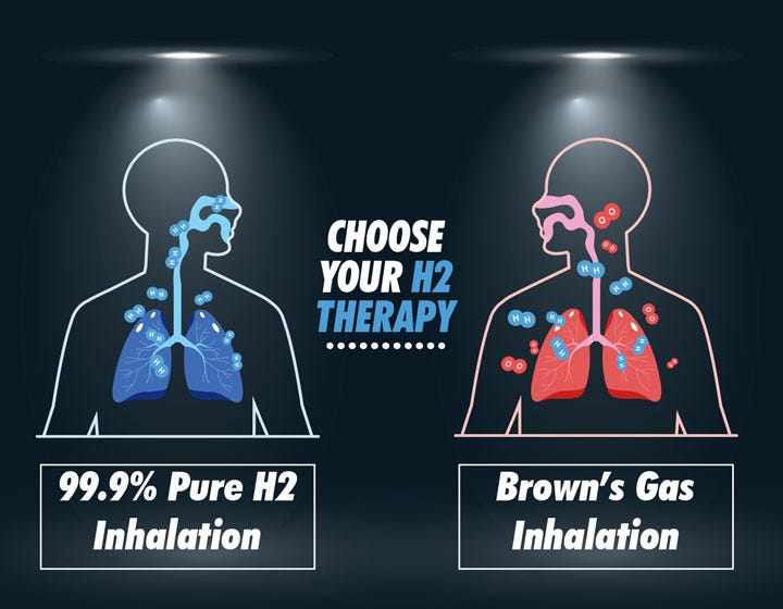 pure hydrogen or browns gas therapy