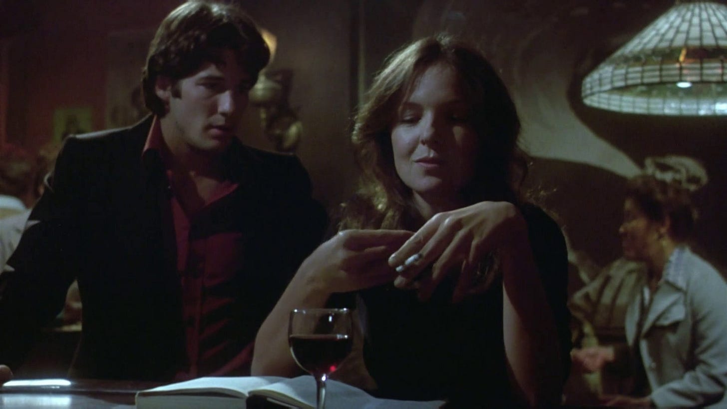 Looking for Mr. Goodbar | Still features Richard Gere as Tony trying to pick up Diane Keaton as Theresa.