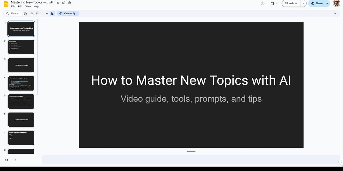 Video Guide: Mastering New Topics with AI - by Daniel Nest