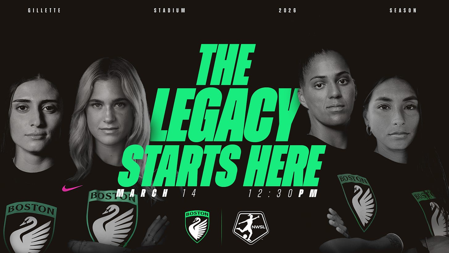 Boston Legacy FC today announced that the club will host its first-ever home opener on Friday, March 14, 2026, at 12:30 p.m. ET at Gillette Stadium. 