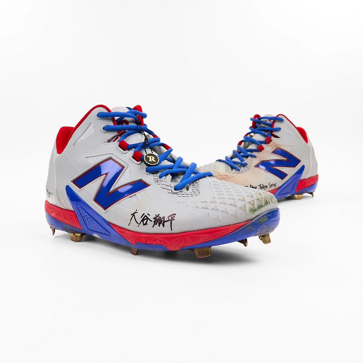 Shohei Ohtani Historic First MLB Game in Japan Game-Used Shoes: Kanji-Signed New Balance PE “Ohtani 1,” 2025 Tokyo Series