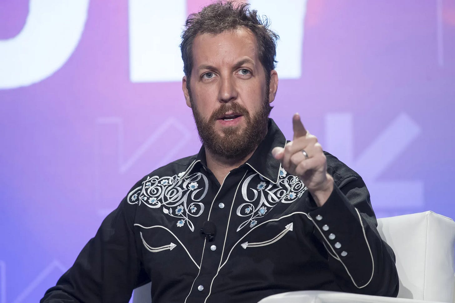 Chris Sacca wearing his signature embroidered cowboy shirt.