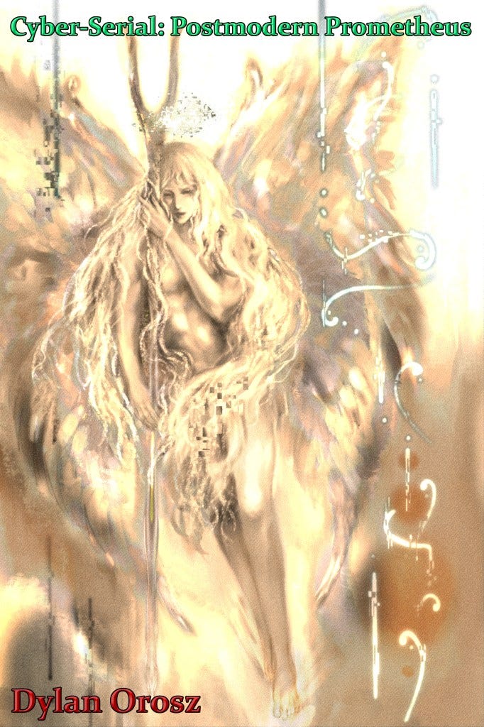 Sariel The Revealer emerging from divine-digital flames. ~ Art by Soy (@h34aa10 // VGen)
