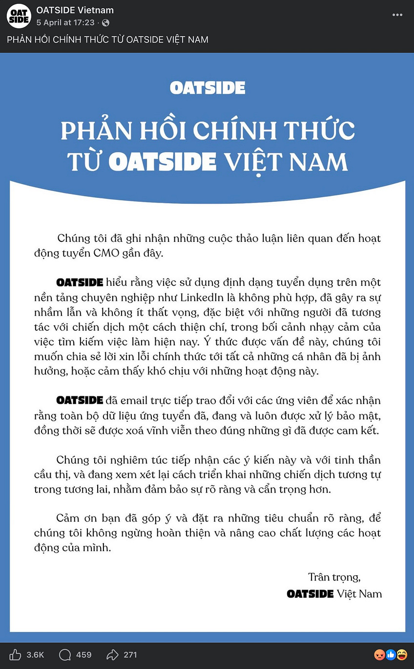 Lời xin lỗi của brand