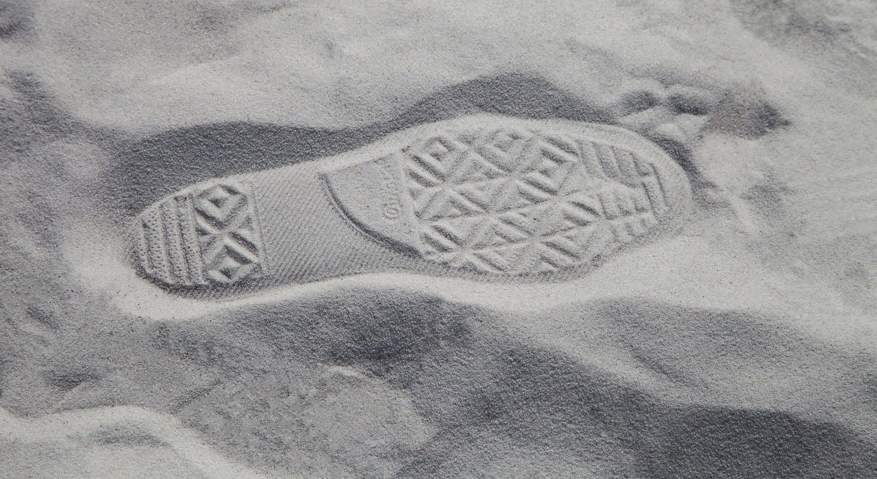 A footprint in sand