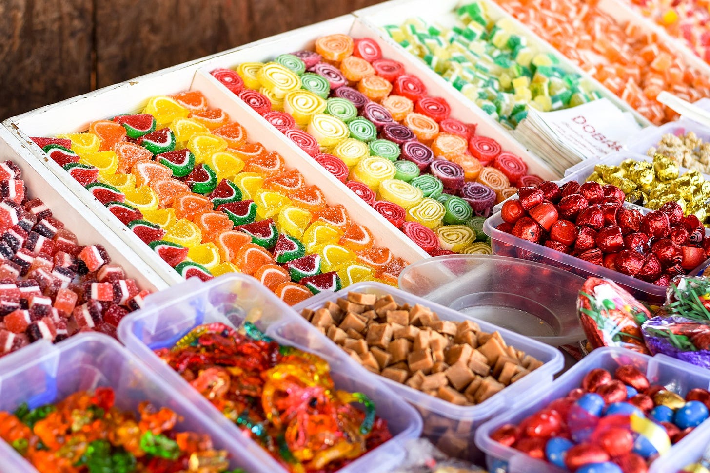 Shelves and shelves of upscale brightly-colored candy Shelves and shelves of upscale brightly-colored candy