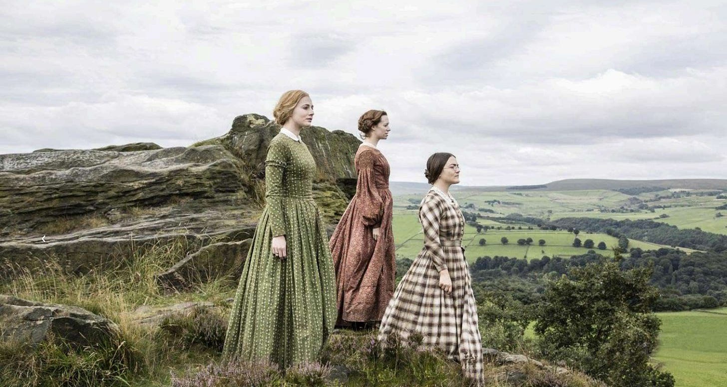 Finn Atkins, Chloe Pirrie and Charlie Murphy as Charlotte, Emily and Anne Brontë in BBC's 2016 biopic, To Walk Invisible