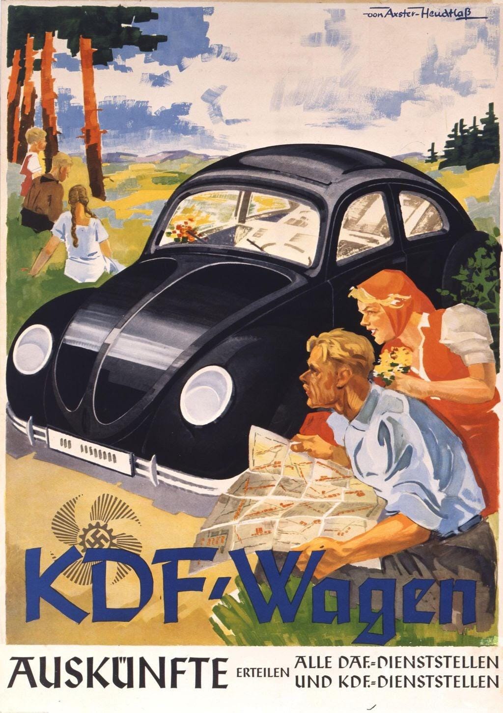 1938 Nazi Germany advertisement for the Volkswagen, produced by the Nazi  Trade Union “German Labour Front” : r/PropagandaPosters