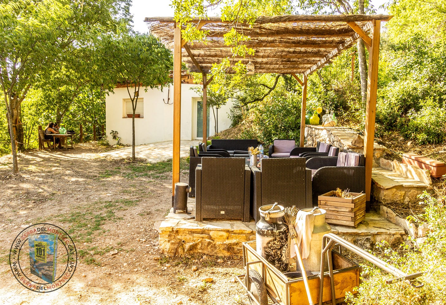 Espai de tast i degustació que la formatgeria de Clua utilitzava per les seves activitats al costat del seu obrador (al fons). La Noguera, Lleida, Catalunya.