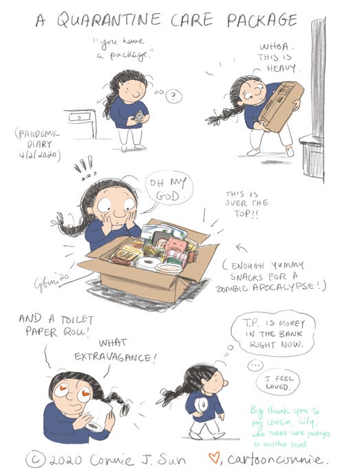 comics, illustration, pandemic, sketchbook, diary, journal comic, cartoon, humor, connie sun, cartoonconnie, drawing