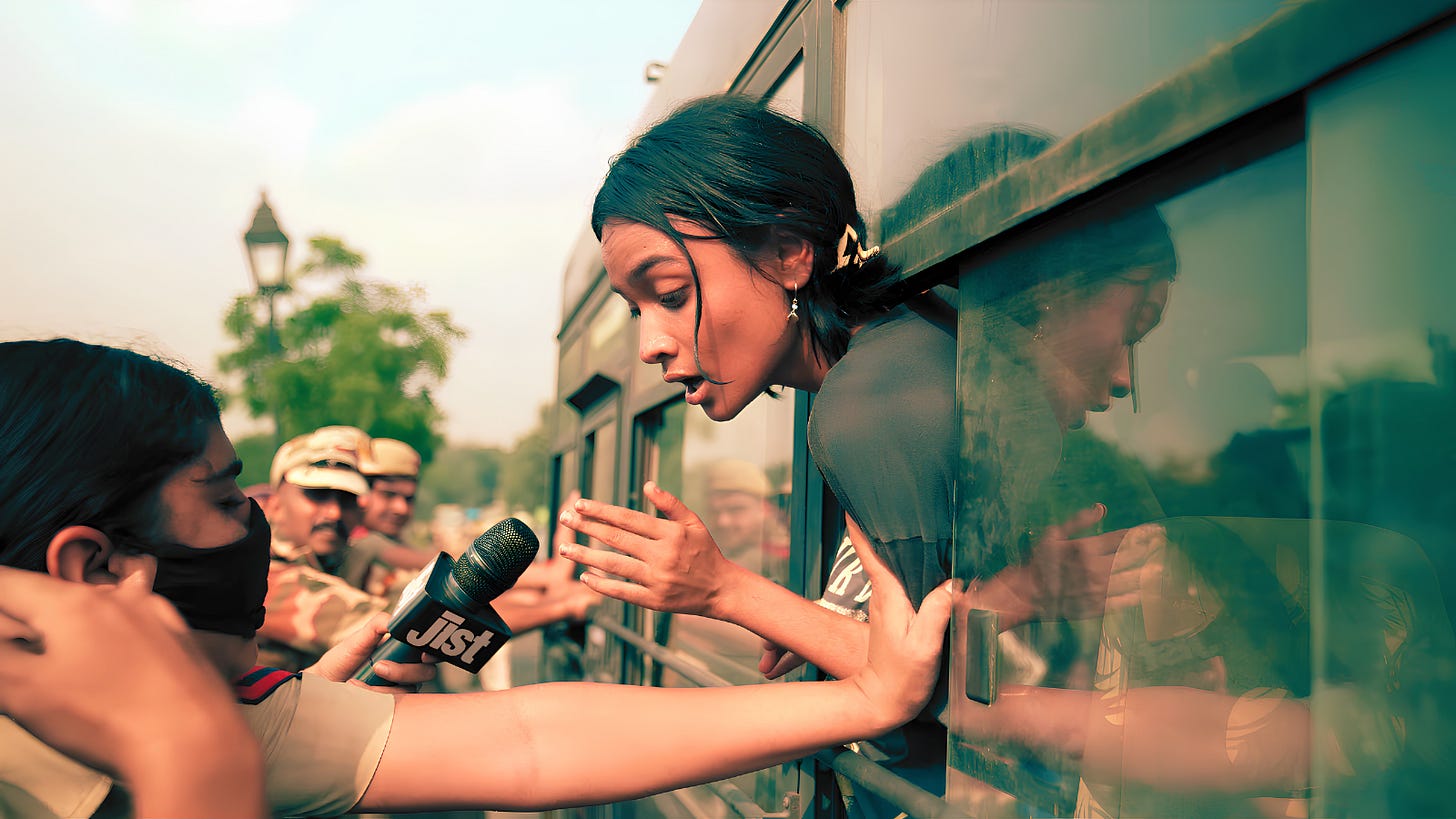 A woman protester A woman protester