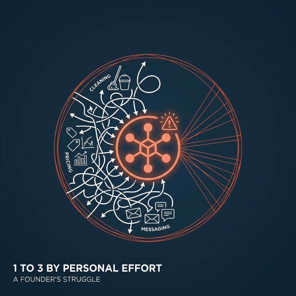 1 to 3: the founder doing everything, capped 1 to 3: the founder doing everything, capped