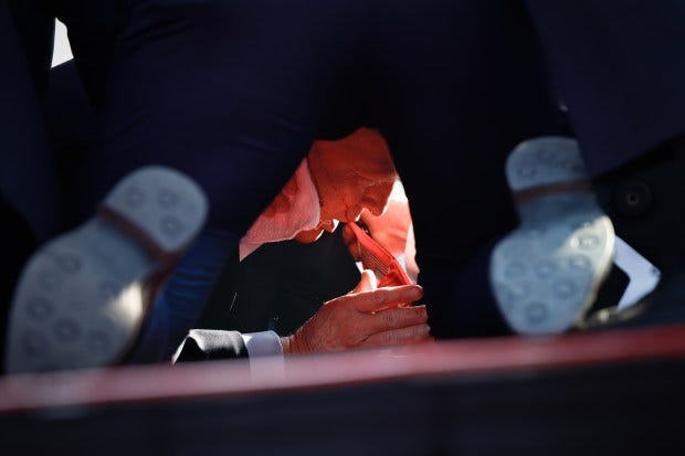 Secret Service shield Republican presidential candidate former President Donald Trump...