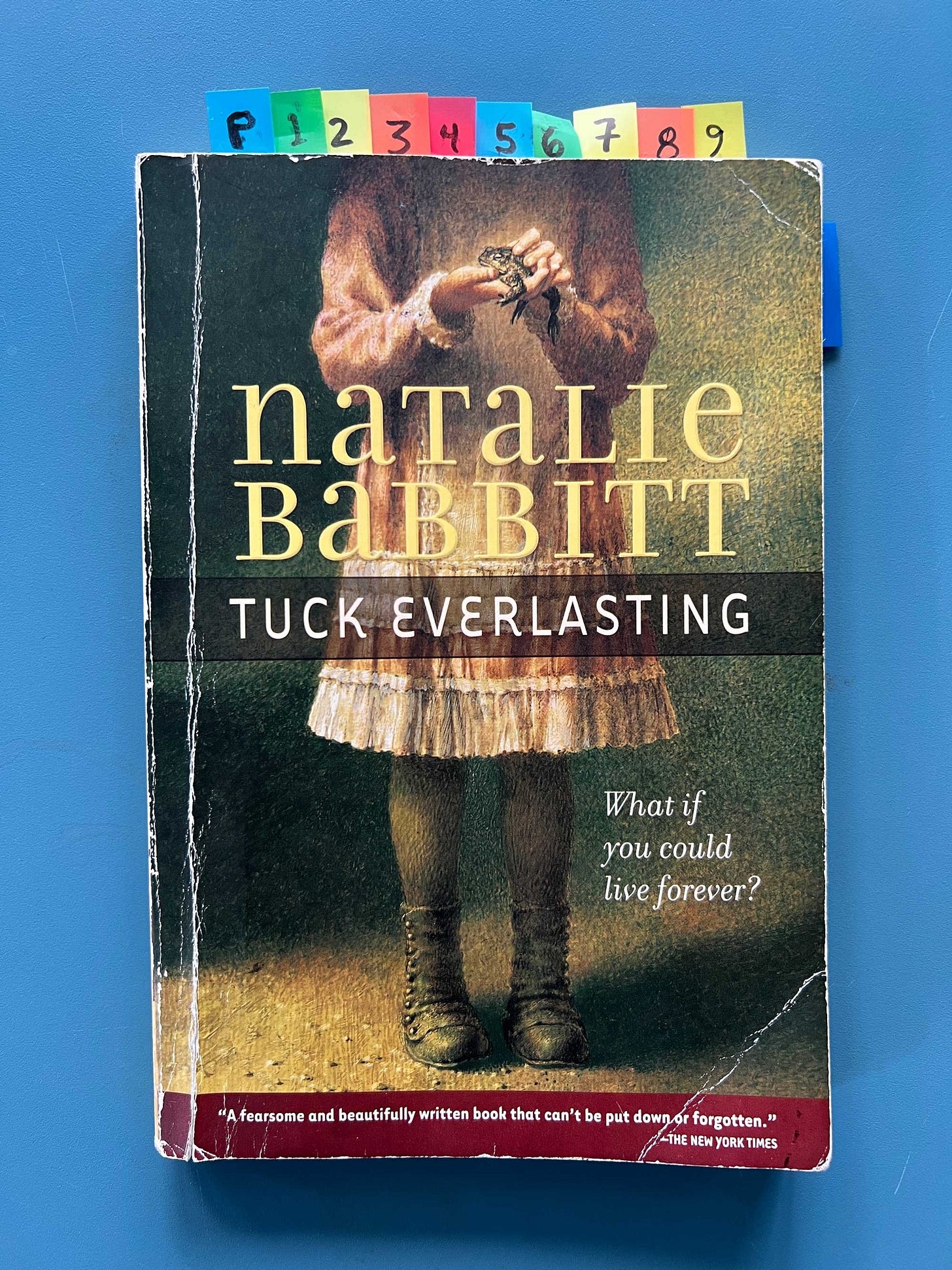 The copy of Natalie Babbitt’s Tuck Everlasting that graphic novelist K. Woodman-Maynard used for their graphic novel adaptation. 