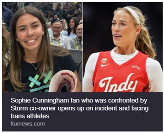 An image featuring a female athlete in a red Indy shirt, sharing her personal experience of being confronted by a Storm co-owner regarding the treatment of trans athletes. AI-generated content may be incorrect.