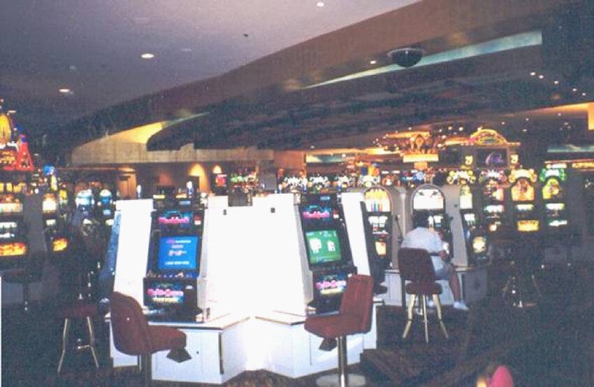 example of a casino with a Friedman interiorânote the low ceilings and densely packed machines. example of a casino with a Friedman interiorânote the low ceilings and densely packed machines.