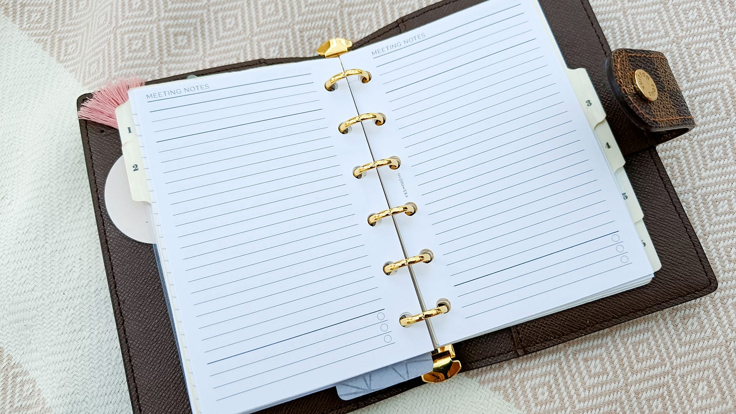 Insert for meeting notes