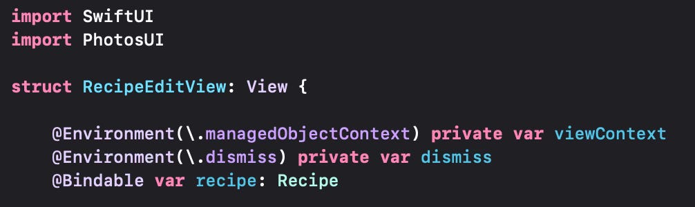 Observable data object used with SwiftData