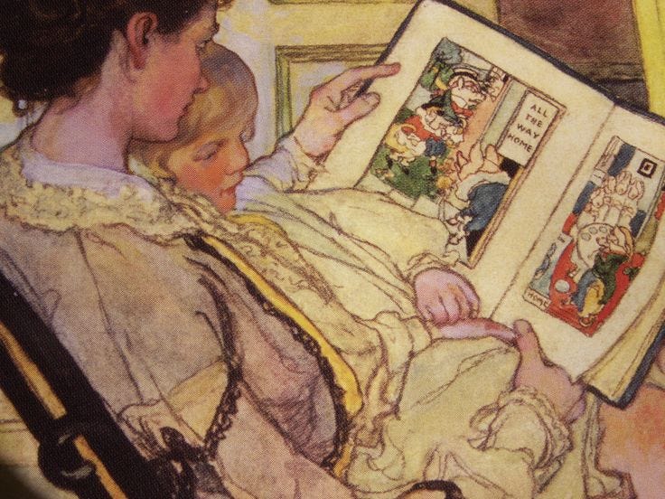 This may contain: a painting of a woman reading to a child with an open book in her lap This may contain: a painting of a woman reading to a child with an open book in her lap