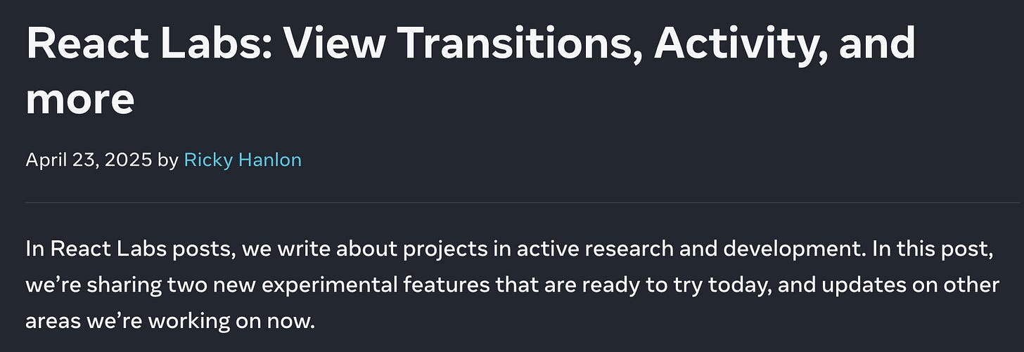 React Labs: View Transitions, Activity, and more