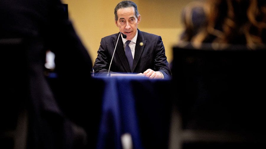House Judiciary Committee ranking member Rep. Jamie Raskin (D-Md.) speaks during a hearing titled “Silencing Dissent: The First Amendment Under Attack” in the Rayburn House Office Building on Capitol Hill in Washington, D.C., on Feb. 23, 2026. Photo by Andrew Harnik/Getty Images.