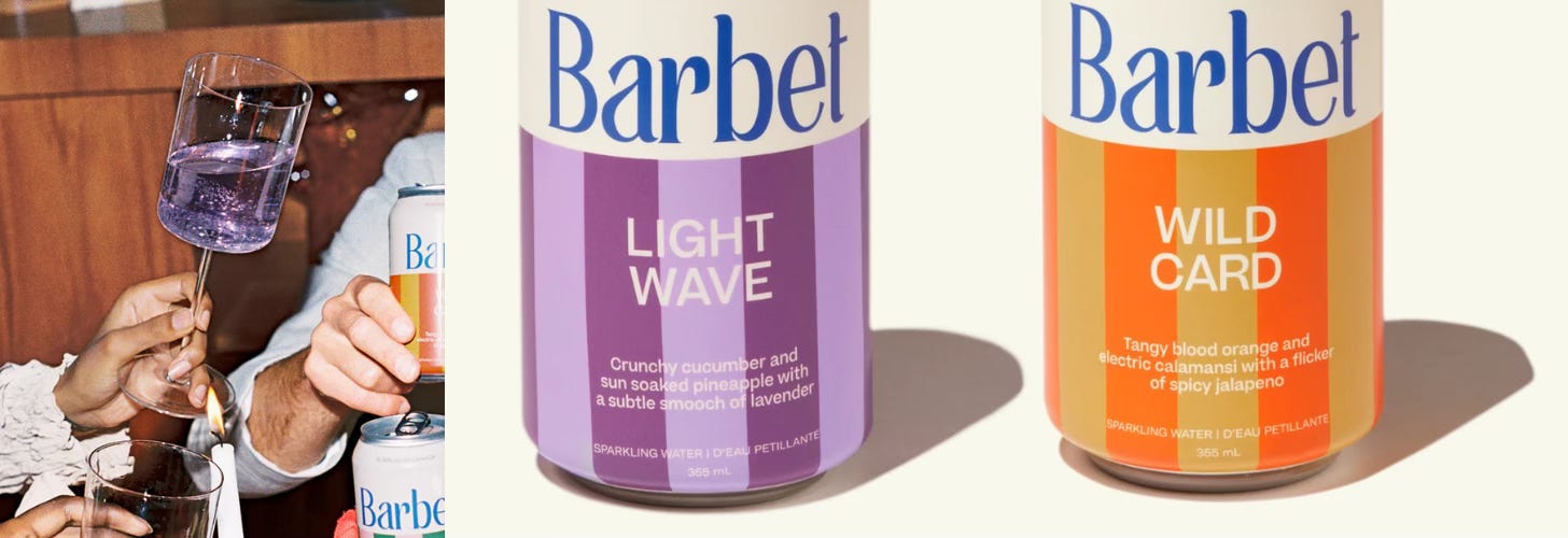 Barbert sparkling water from Canada.