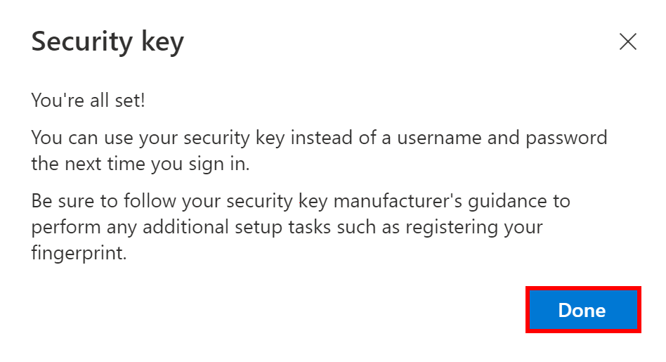 Setup security key finito Setup security key finito