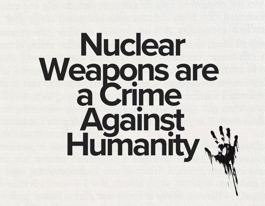 May be a doodle of text that says 'ICAN Nuclear Weapons are a Crime Against Humanity' May be a doodle of text that says 'ICAN Nuclear Weapons are a Crime Against Humanity'