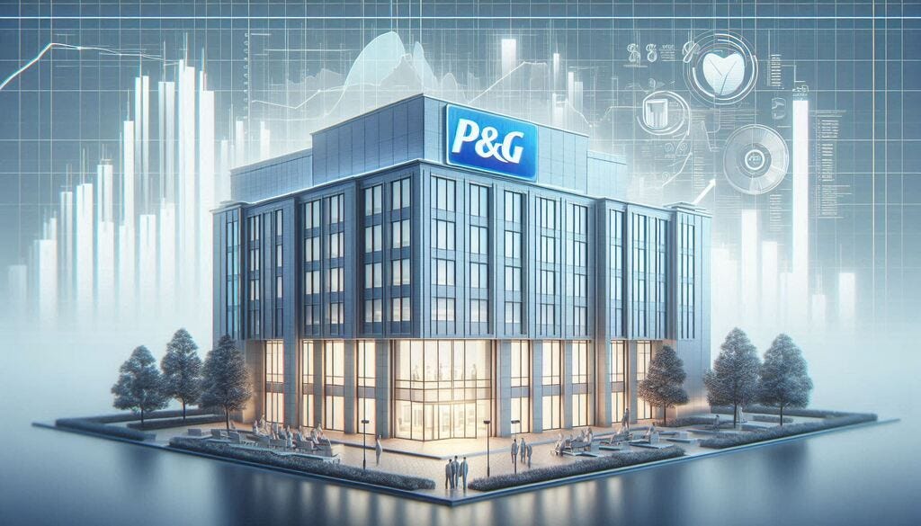 Create a simple image depicting The Procter & Gamble Company (NYSE: PG), also known as P&G, for an investment research report for serious private buy-side investors. Please watch for the correct English spelling.