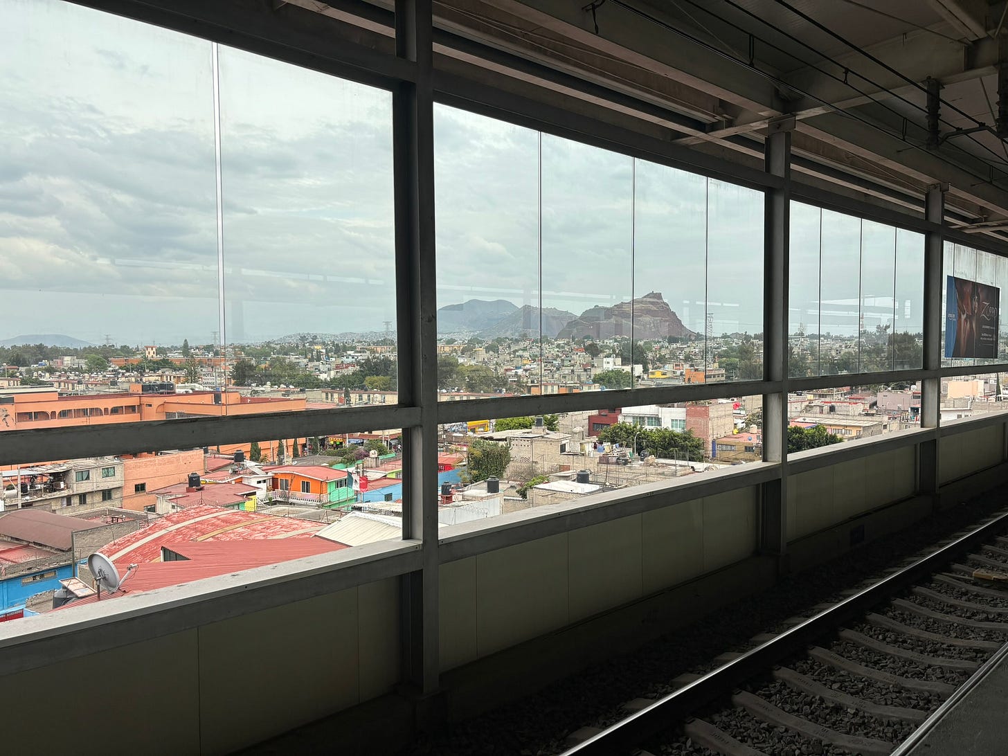 View of Iztapalapa from overhead metro station.