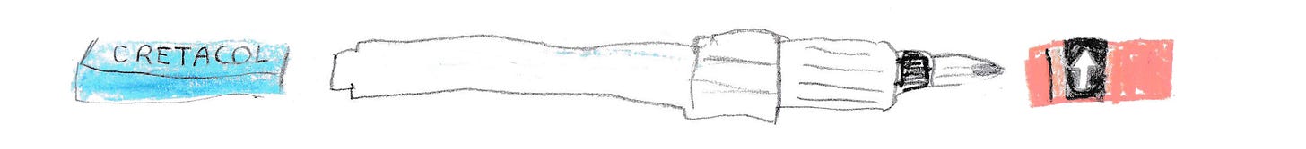 sketches of art supplies by Beth Spencer