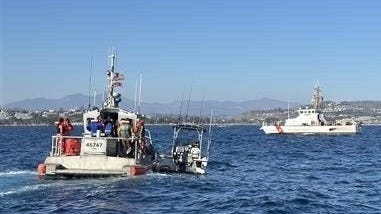 Coast Guard crews intercept a smuggling boat off Dana Point, California, with six illegal aliens aboard on August 30, 2025. Coast Guard crews intercept a smuggling boat off Dana Point, California, with six illegal aliens aboard on August 30, 2025.