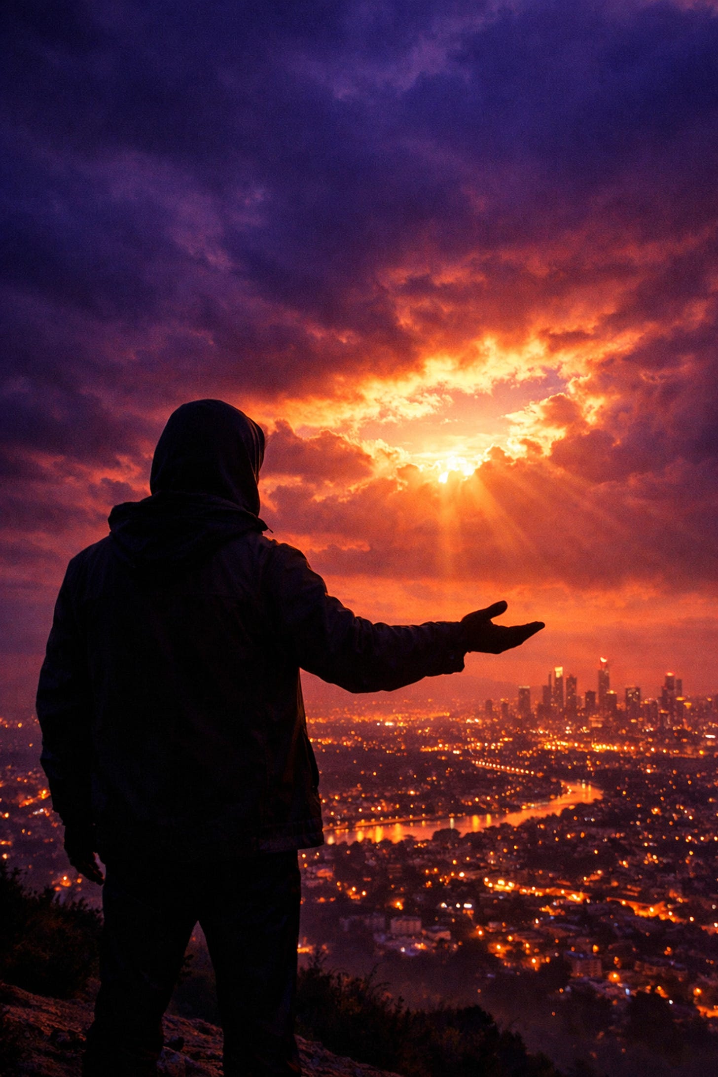 Silhouetted person overlooking a city representing the Christian mission to evangelize a hungry world | Dr. Marcus Peter