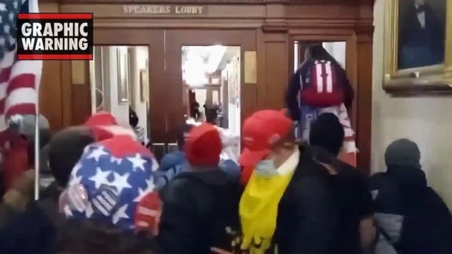 Ashli Babbitt: Video of Trump fan killed at US Capitol riots in Washington  | news.com.au — Australia's leading news site