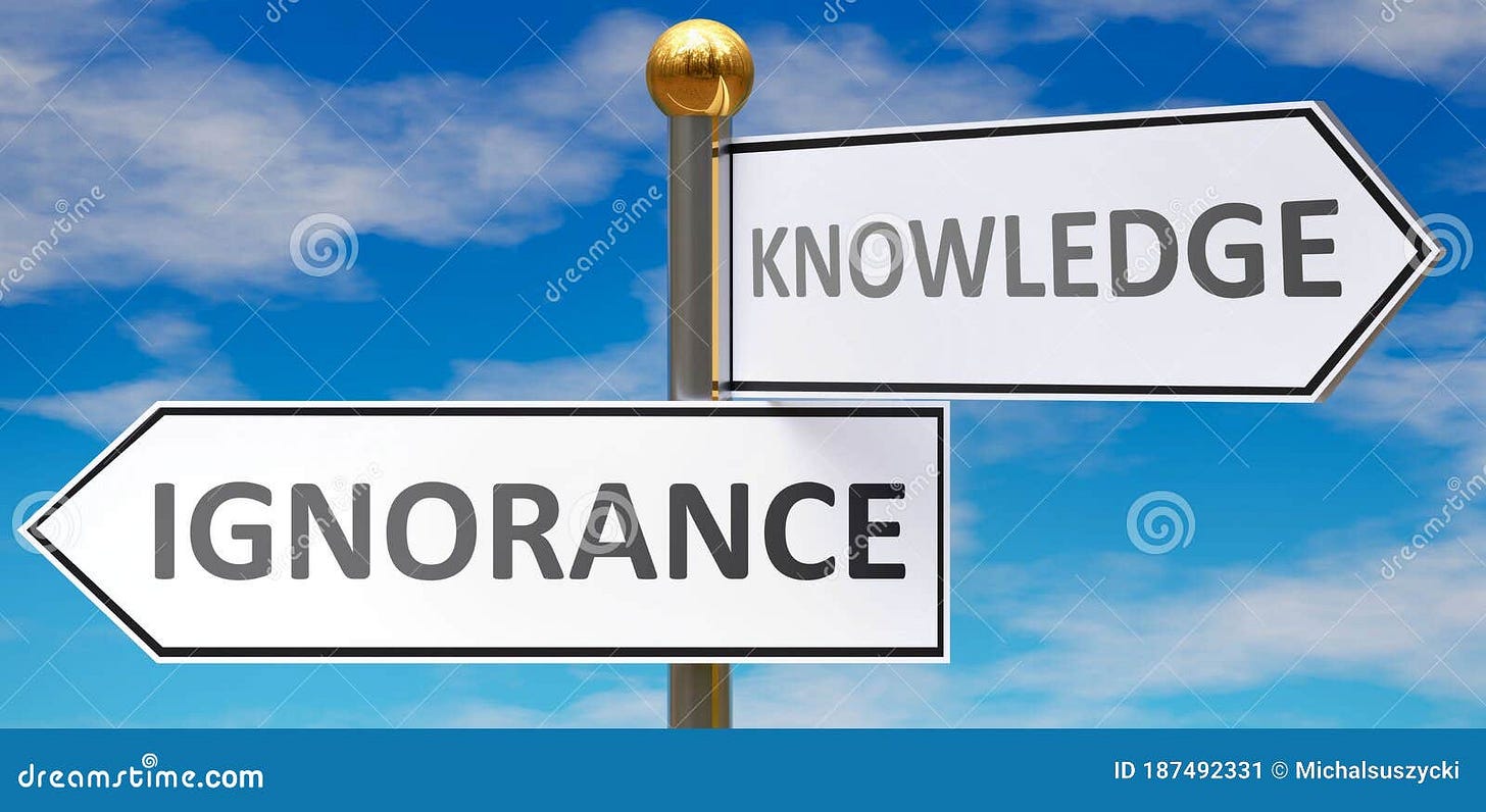 Ignorance and Knowledge As Different Choices in Life - Pictured As Words Ignorance, Knowledge on ...