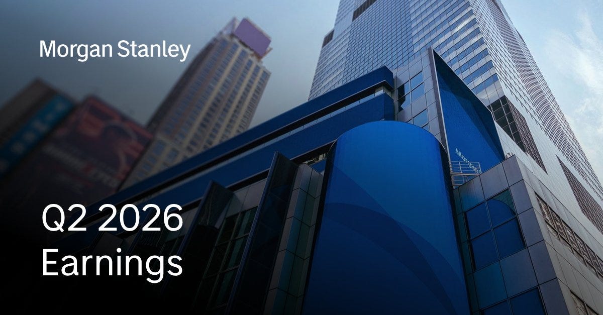 Morgan Stanley will report Q2 2026 financial results on Wednesday July 15th at approx. 7:30 a.m. ET. Conference call at 8:30 a.m. ET. https://t.co/1xymlQpMhM Morgan Stanley will report Q2 2026 financial results on Wednesday July 15th at approx. 7:30 a.m. ET. Conference call at 8:30 a.m. ET. https://t.co/1xymlQpMhM