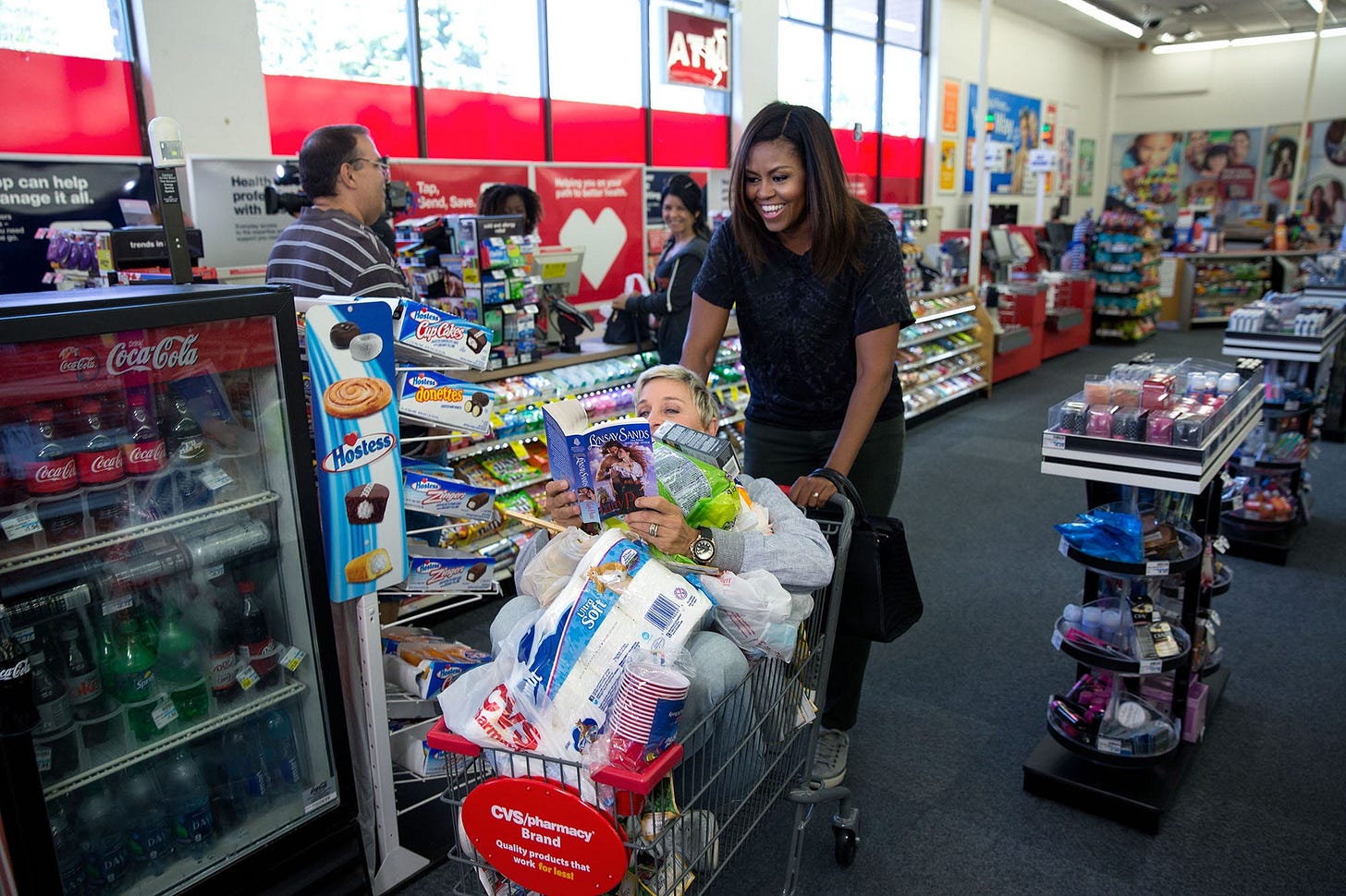 September 12, 2016: First Lady Michelle Obama takes a relatable trip to a CVS Pharmacy in Burbank, California, preparing for life after the White House during a segment taping for The Ellen DeGeneres Show. September 12, 2016: First Lady Michelle Obama takes a relatable trip to a CVS Pharmacy in Burbank, California, preparing for life after the White House during a segment taping for The Ellen DeGeneres Show.