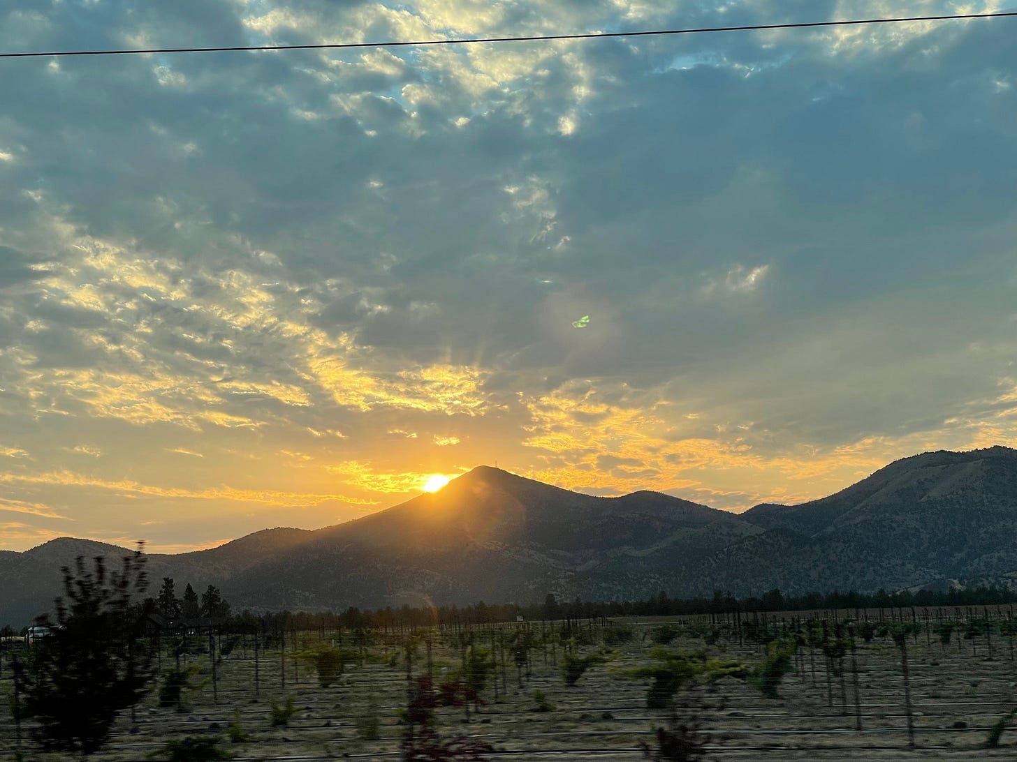 Sunrise and a mountain