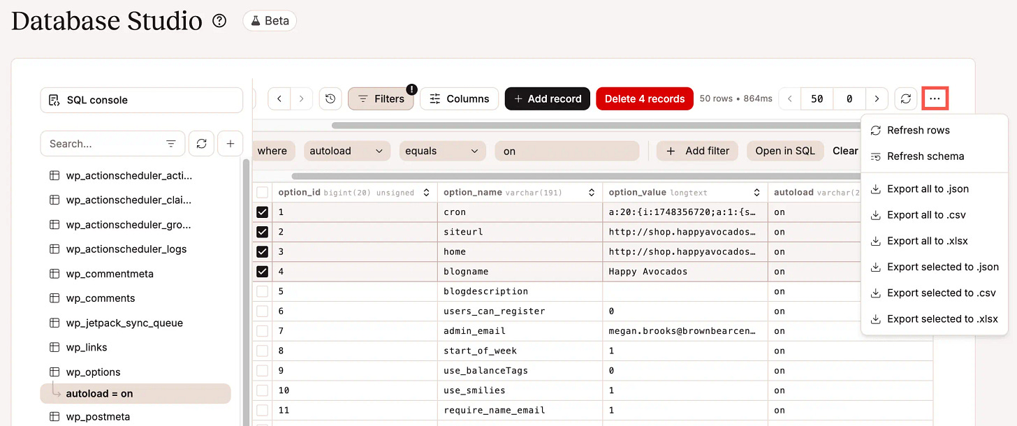 MyKinsta Database Studio