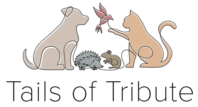 Tails of Tribute official logo, showing a dog, hedgehog, rat, cat and bird