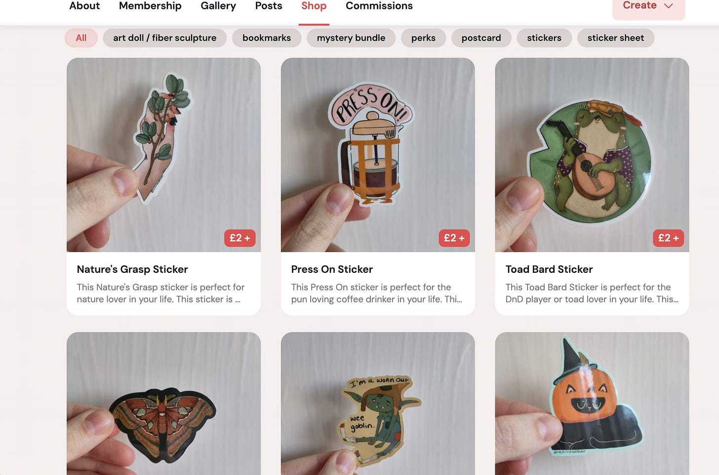 A screenshot of a ko-fi webshop