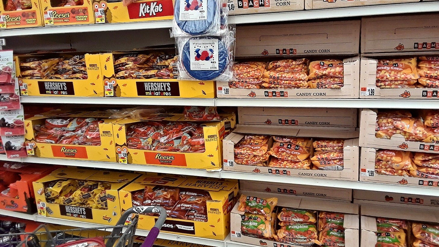 Hershey's and Reese's Halloween candy on store shelves. Image: OhanaSurf via Wikimedia Commons Hershey's and Reese's Halloween candy on store shelves. Image: OhanaSurf via Wikimedia Commons