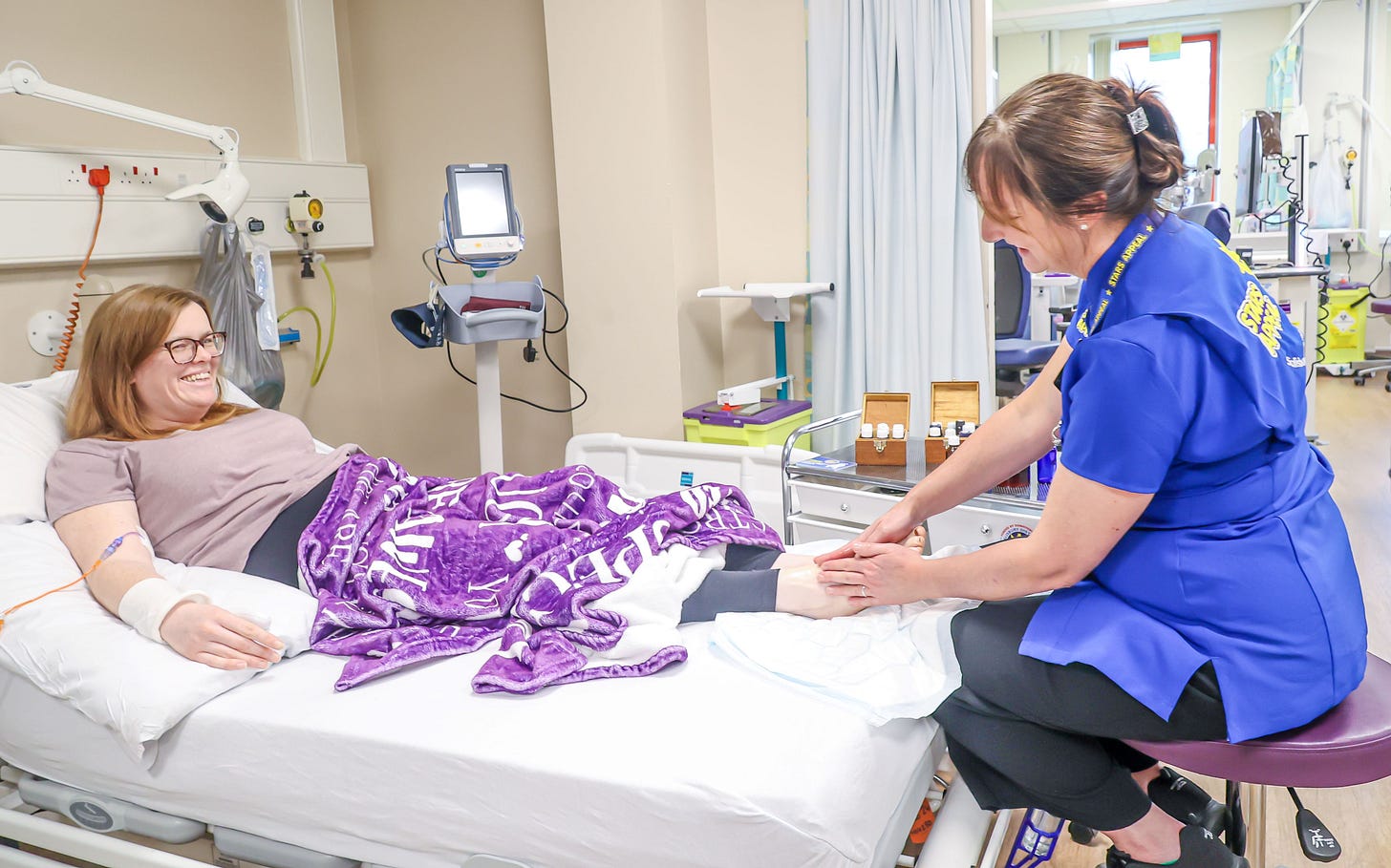 Marie Gower at Salisbury District Hospital with Stars Appeal Aromatherapist
