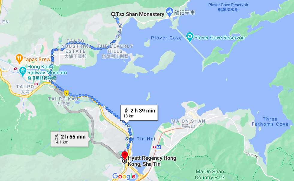  Not specified on Google Maps, the bike route is the same as the pedestrian walkway along the waterfront! 