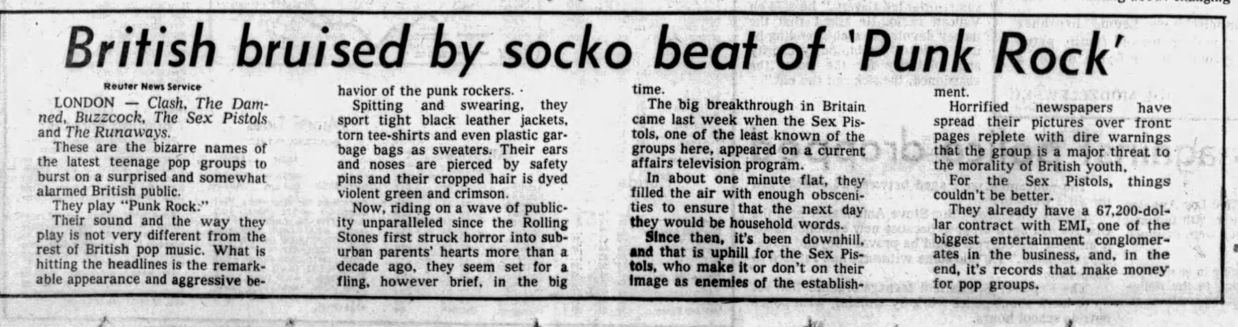 Sex Pistols in the American Press in 1976 - Grant McPhee