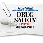 May 2026 Part 2: 100+ Cases of Supplement-Linked Salmonella in 36 States; Ramipril Warning; Tums, Erythromycin, Nicotine Patch Recall; Insulin Inhaler for Kids; Psychotherapy Caution