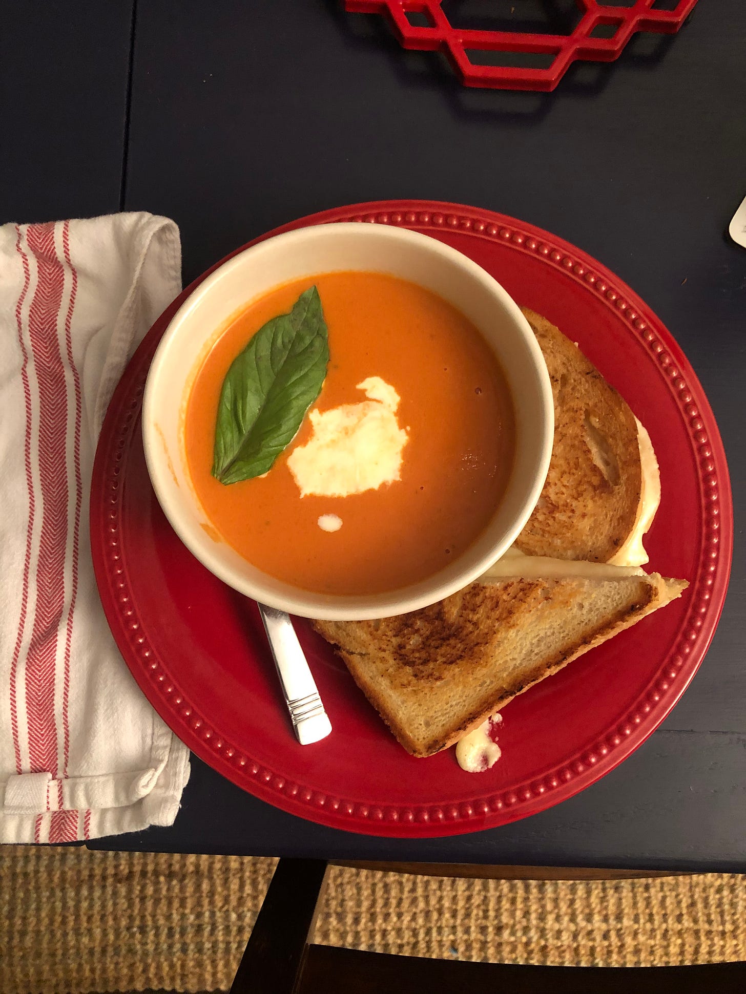Tomato soup and grilled cheese